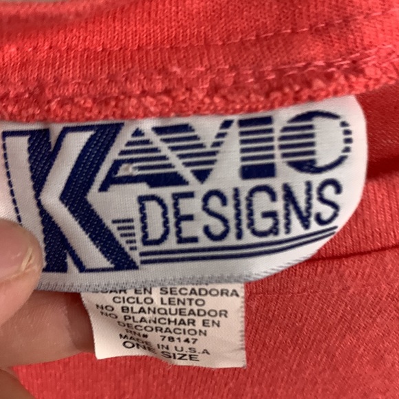 Vintage Coral Puffed Up Sun with Gold Studs T-Shirt with Shoulder Pads OS - Picture 3 of 6